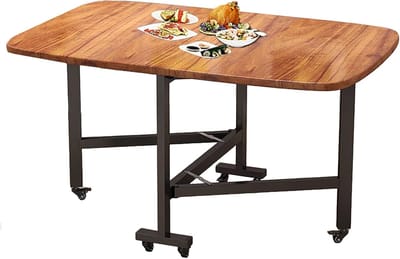 Eettafel met Bladen - Klaptafel Uitschuifbaar - Compact Wonen - Verrijdbaar Ontwerp - 100 x 60 cm - Bruin