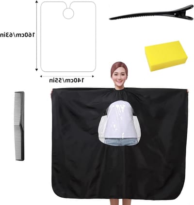 Waterdichte Kapperscape voor Haar Knippen en Kleurbehandelingen, Inclusief Kappersgereedschap, Zwart, One Size