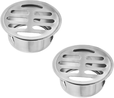 Vloerafvoer Rond - Douchegoot Deksel - Water Afvoeren - Roestvrij Staal - 2 Stuks - Zilverkleurig