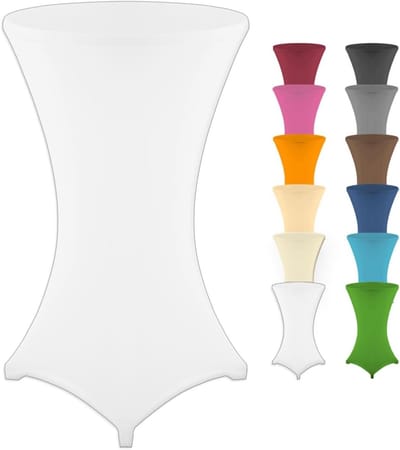 Statafelhoes Stretch - Hoes Tafel - Feestelijke Decoratie - Kreukvrij en Vochtwerend - Ø 70-75 cm - Wit