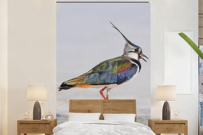Behang - Fotobehang Vogel - Dieren - Zand - Kievit - Breedte 195 cm x hoogte 300 cm