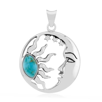 Cavill - Zilveren Hanger - 925 Sterling Zilver - Blauwe Kingman Mohave Turkoois 2,162 ct - Marquise Cabochon - Uniek Elegant Mystiek Sieraad