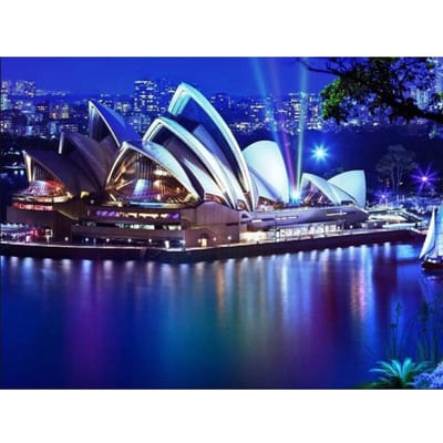 Diamant schilderij landschap Sydney Opera House foto strass volledige ronde diamant borduurwerk 20X30CM blue