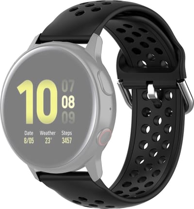 Siliconen bandje - geschikt voor Garmin Venu (2 Plus) / Venu SQ (2) / Vivomove (Style - Sport) / Vivoactive 3 / 5 / 6 / Forerunner 55 / 165 / 245 / 645 / 570 - 42mm - zwart