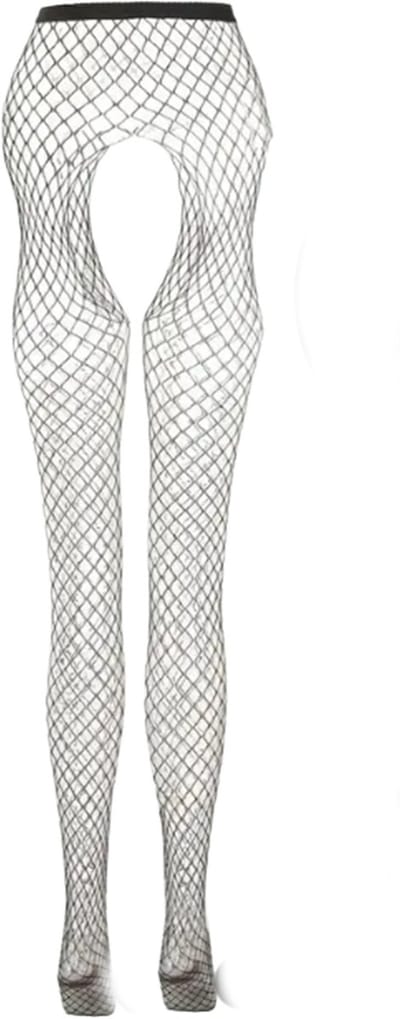 BamBella ® - Panty -Onesize - open kruis hoge kousen broek Dames - Onesize - sexy Erotische lingerie van kant zwart
