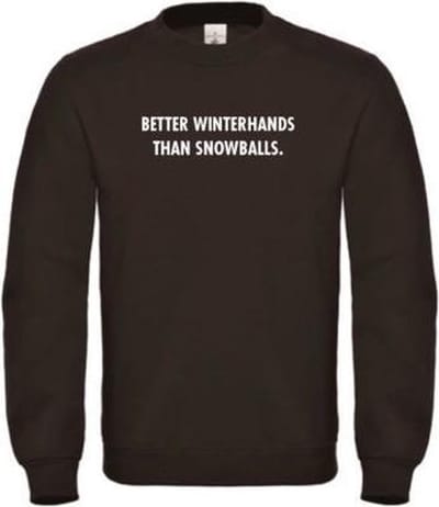 Better winterhands than snowballs wintersport sweater zwart XL - wit - soBAD. | Foute apres ski outfit | kleding | verkleedkleren | wintersporttruien | wintersport dames en heren