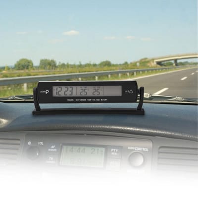 Moniteur de Température et de Tension de Voiture Automatique Haute Précision Thermomètre Voltmètre Affichage LCD Numérique black