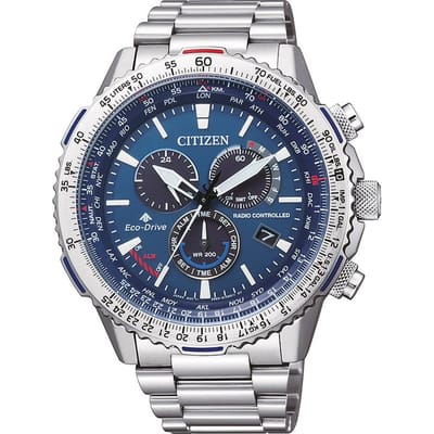 Citizen Radio Controlled Horloge - Citizen heren horloge - Blauww - diameter 47 mm - roestvrij staal
