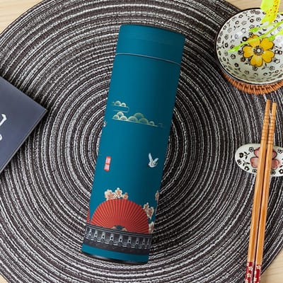 Thermos en Acier Inoxydable 500ML Mug à Café Thé Style Classique Chinois Bouteille d'Eau Avec Filtre Tasse Thermique Magnifique Motif 500ML