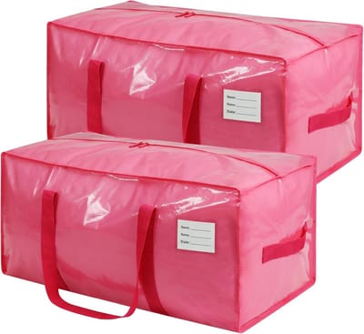 Grote Verhuiszakken - Opbergbakken - Ruimtebesparend Opbergen - Extra Zware Kwaliteit - 2 Stuks - Roze