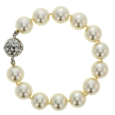Behave – Armband – Crèmekleur – Glasparel – Magneetsluiting – Elegant