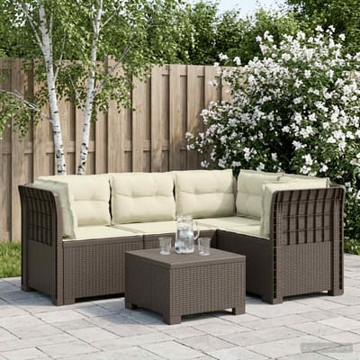 vidaXL - 4-Persoons - Tuin - Sofa - met - Kussens - Rattan - Look - PP - Lichtgrijs