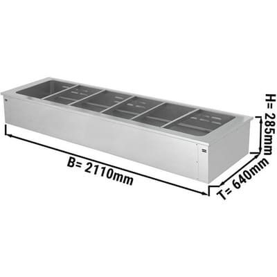 GGM Gastro Einbau Bain-Marie - 2100mm - 6x GN 1/1 - 4,38 kW Zilver