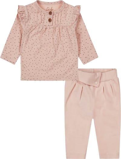Dirkje kledingset meisje: Shirt Dot en broek Dusty Roze maat 68