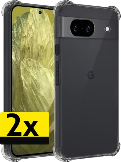 Hoesje - 2 Stuks - Geschikt voor Google Pixel 8a - Sterk & Shockproof - Siliconen Case - Back Cover - Telefoon Hoes Shock Proof - Telefoonhoesjes - Transparant
