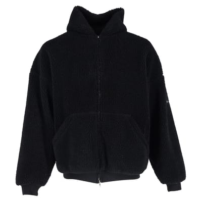 Balenciaga oversized fleece hoodie met rits in zwart polyester