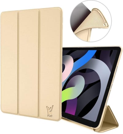 Hoes geschikt voor iPad Air 2022 / 2020 10.9 inch - Trifold Smart Book Case Cover Kunstleer Tablet Hoesje Goud