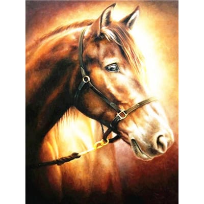 Peinture diamant thème cheval, broderie 5D, image d'animaux, mosaïque, point de croix, décoration d'intérieur, bricolage 20X30CM black