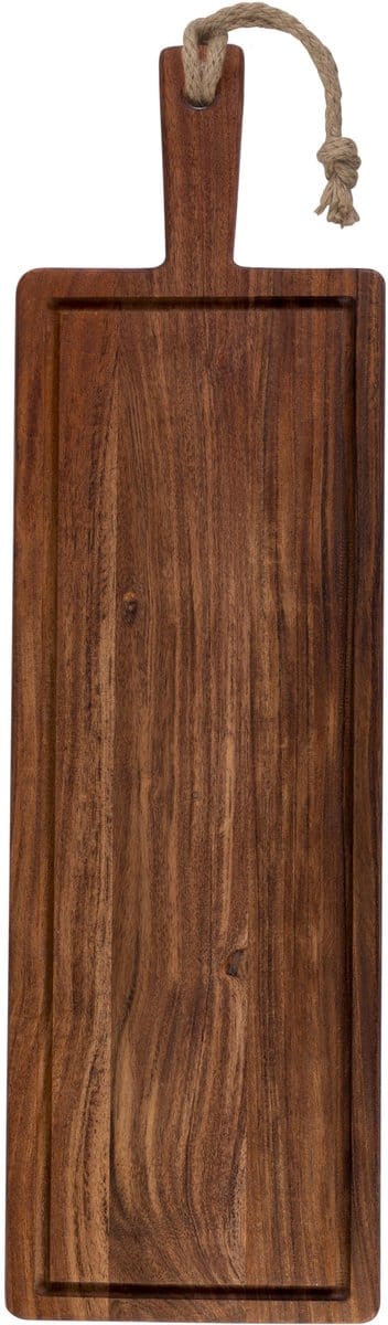 Pure Acacia Wood Borrelplank | Tapasplank | Serveerplank recht met sapgoot 69x20x2 cm