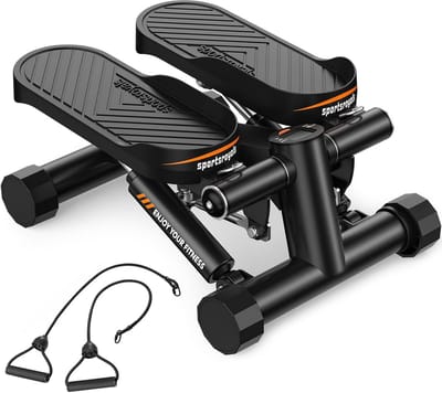 Mini Stepper - Hometrainer - Thuis Fitness - Met Weerstandsbanden - 350 LBS Capaciteit - Zwart
