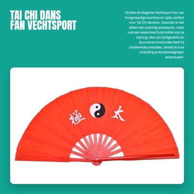 Dailygoods- Tai Chi Fan - Bamboe Rib - Zijde Stof - Lichtgewicht - Duurzaam - Geschikt voor Dans en Training - Dansfan