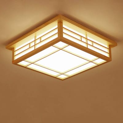Japanse plafondlamp LED 16W massief hout voor woonkamer en slaapkamer
