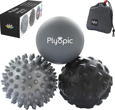 Massage Bal Set voor Myofasciale Release en Spierpijnverlichting - Set van 3 Rubber, Spiky & Foam Massageballen
