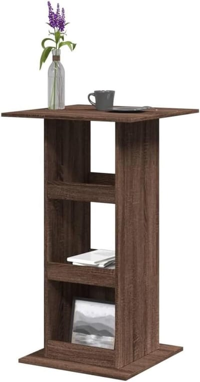 Bartafel met planken - Hoge eettafel - Keuken opbergen - Gladde afwerking - 60x60x102 cm - Bruin eiken