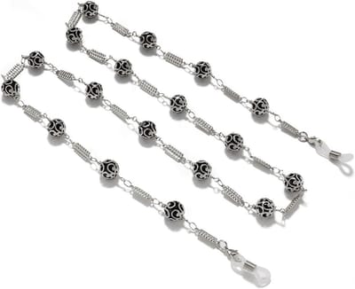 Bril Ketting - Oogketting Lanyard - Veilig Dragen - Kralen Ontwerp - Universeel - Zilver Wit