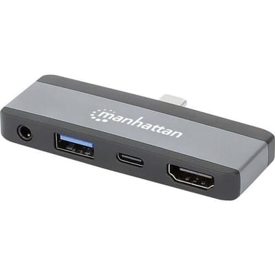 Manhattan USB-C 4-in-1 Dockingstation USB C-Stecker auf HDMI USB-A USB-C PD 3,5 mm Klinke USB-C dockingstation USB-C Power Delivery
