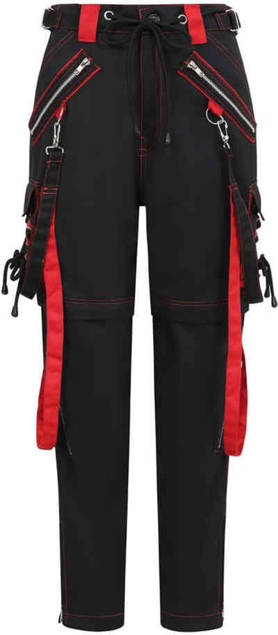 Banned - Paxt Strappy Broek rechte pijpen - XS - Zwart/Rood