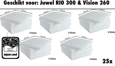 Aqua-Loui® - Filterwatten Large L - 25 Stuks - Geschikt voor Juwel Bioflow 6.0 - Rio 300 & Vision 260 - Aquarium Filterwatten - 12,5 × 12,5 cm
