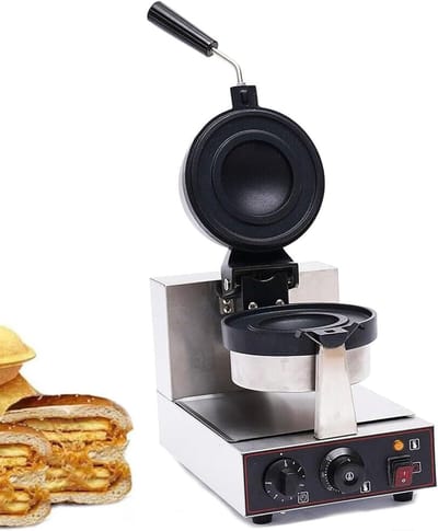 Burger Wafelijzer - Panini Pers Elektrisch - Wafels Maken - Dubbelzijdig Verwarmen - Enkele Kop - Zilver