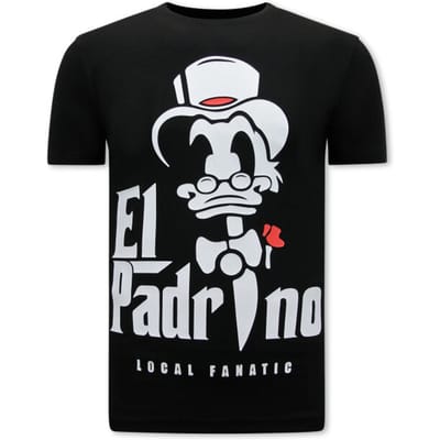 EL Padrino Print Heren T-shirt - Zwart