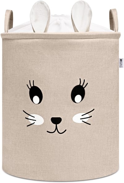 Konijnenhoofd Speelgoedopbergmand - XXL Waterdichte Opbergbox - Beige Knuffel Konijn - Polyester Kist - 63 Liter - 40x40x50 cm - Speelgoedmand - Kinderwasmand - Kledingmand - Sipo