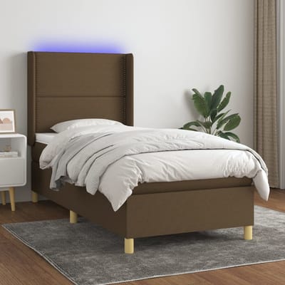 vidaXL - Boxspring - met - matras - en - LED - stof - taupe - 80x200 - cm