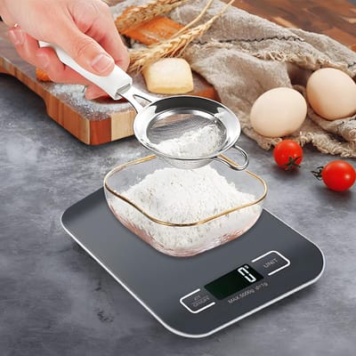 TIM® Weegschaal Keuken - Weegschaal - Precisie Weegschaal - Zwart - 21cm x 17cm x 4cm