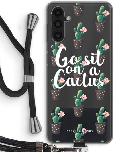 Case Company® - Hoesje met koord geschikt voor Samsung Galaxy A13 5G hoesje met Koord - Cactus quote - Telefoonhoesje met Zwart Koord - Bescherming aan alle Kanten en Over de Schermrand