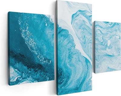 Artaza Canvas Schilderij Drieluik Abstracte Kunst van een Oceaan - 90x60 - Foto Op Canvas - Canvas Print