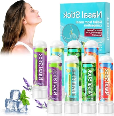 Aromatherapie Neusstick Set van 8 - Verfrissende Muntgeur voor Snelle Verlichting bij Verkoudheid, Neusverstopping en Verbetering van Energie en Concentratie tijdens Werk, Studie en Reizen