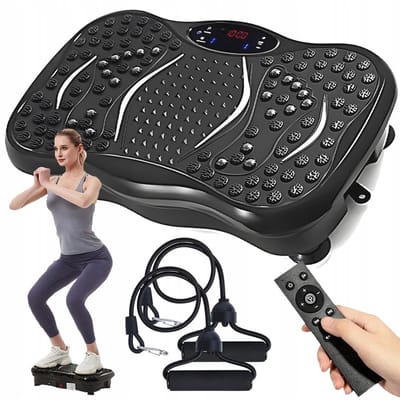Trilplaat - Trilplaat Fitness - Vibration Plate - met Weerstandsbanden - 120 Instelbare Niveaus - LCD Display - Bluetooth Muziek - 150 kg - 54x32x13,5 cm - Vibratieplatform - Voor Buik & Benen & Billen - Vetverbranding