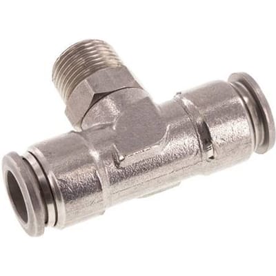12mm x R3/8'' inline T-stuk RVS Insteekfitting Buitendraad Draaibaar FKM