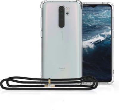 Arara Silicone Hoesje Xiaomi Redmi Note 8 Pro met zwarte verstelbare draagkoord Backcover / Hoesje / Case / Xiaomi