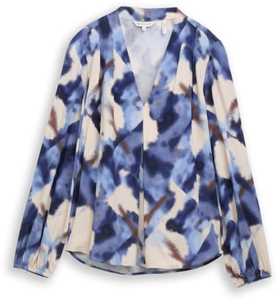 Tom Tailor - Blouse met patroon - Maat 36 - blue blurry argyle