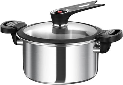 Druk Slow Cooker - Multicooker Pan - Snel Koken - Antiaanbaklaag - 3.5 Liter - Zilver Zwart