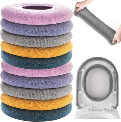 Toiletstoelhoes Set - Zachte Wasbare Pads - Badkamer Comfort - Rekbaar Materiaal - 10 Stuks - Diverse Kleuren