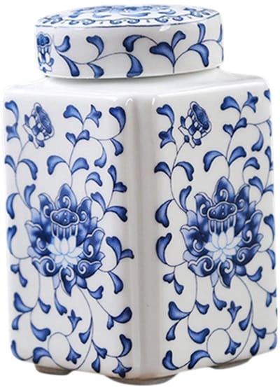 Vierkante pot met lotusbloemmotief-Urn Hond Kat Vogel – Urne – Keramiek – Urnen – Urn Voor Dieren – Urn Hond Overleden – Urn Kat – 200 ML –Belle's product-Belle's product