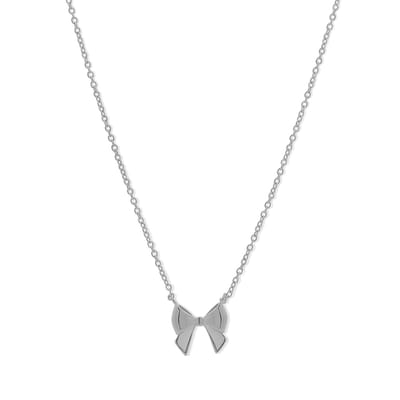New Bling 9LA-20044N Zilveren Ketting met Hangertje - Strikje - 10x11mm - 39+3+4cm - Rhodium - Zilver