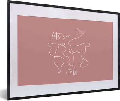Fotolijst incl. Poster - Spreuken - Quotes - Let's see it all - Vliegtuig - 60x40 cm - Posterlijst