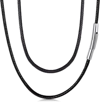 Dailygoods- Halsketting 70 cm - Kunstleren Ketting - Roestvrijstalen Sluiting - Waterdicht - Hypoallergeen - 2 mm Breed - Armband